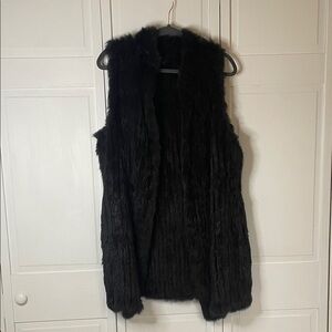Love Token Elegant Black Rabbit Fur Vest Sz XL